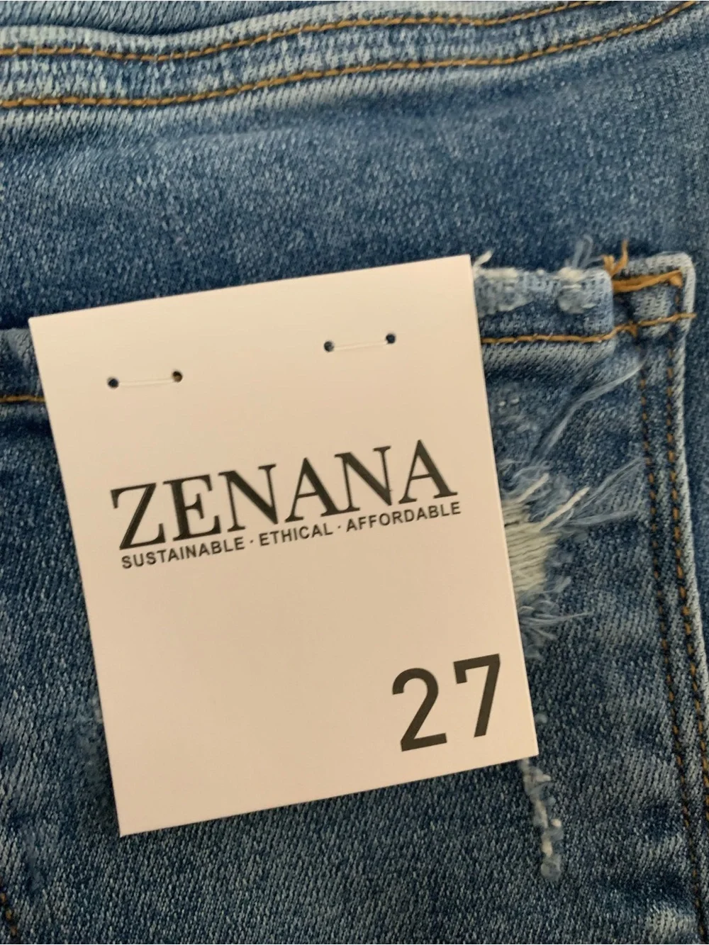 Zenana Outfitters Light Blue High Rise Wide leg Distressed Jeans - Picture 3 of 4